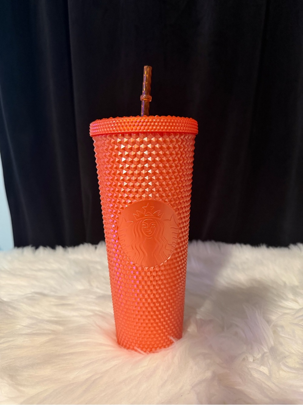 Starbucks 2022 Halloween Orange Studded Cold Cup Tumbler with Straw